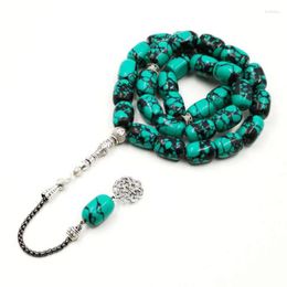 Strand Tasbih Groen Turquoise Big Size Edelsteen Misbaha Sieraden Mode Moslim 33 Rozenkrans Kralen Armband Islamitische Ramadan Eid Gift