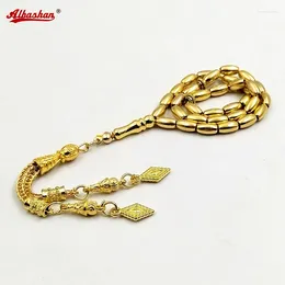 Brin Tasbih métal couleur or 4x7mm 33 perles chapelet musulman Paryer Bracelet cadeau islamique bijoux de Style turc