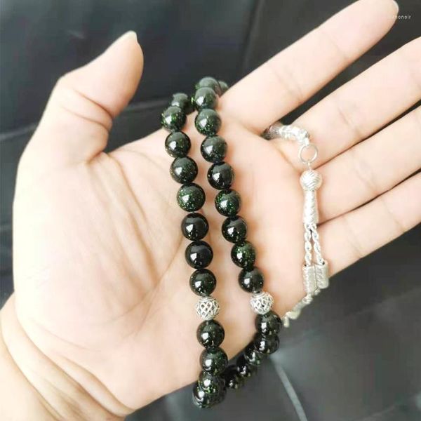 Strand Tasbih grès vert naturel Ramadan Eid cadeau chapelet musulman perle islamique 33 perles Bracelet Misbaha accessoires à portée de main