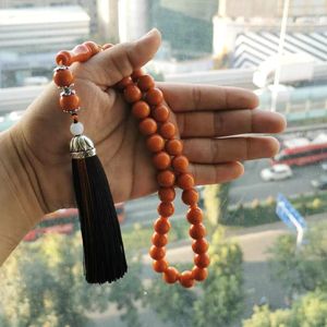 Hebra Tasbih resina naranja pulsera musulmana 33 cuentas Paryer Rosario árabe regalos Misbaha joyería turca Arabia Saudita accesorios de moda