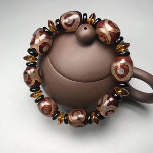 Strand Three-Eye Tibet Kralen Armband Oude Agaat