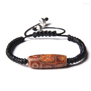 STRAND TIBETAANS AGAT ABRACELETS Handgemaakte geweven negen oog dzi kralen verstelbare armband mannen amulet sieraden vlecht zwart touw pulsera vrouwen