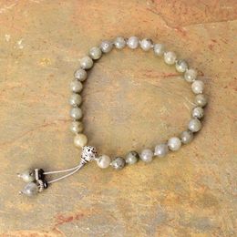 Brin perles bouddhistes tibétaines quart Mala 8mm Labradorite nouée 27 Bracelet de prière poche Yoga méditation bijoux