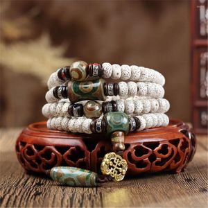 Strand Tibétain Sec Broyage Naturel Blanc Étoile Lune Bodhi Graine 108 Mala Prière Bracelet Troisième Oeil Pierre Charme Bouddhiste Bijoux Dropship