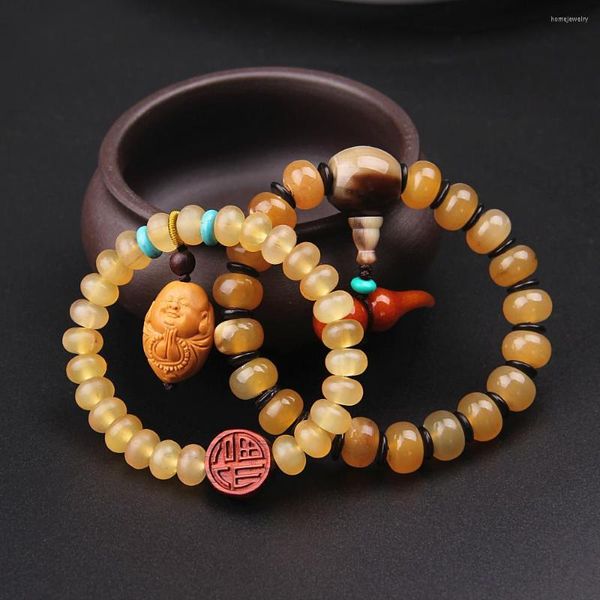 Pulseras de cuerno tibetano Strand Apple Round Hombres y mujeres Multi-estilo étnico al por mayor Natural