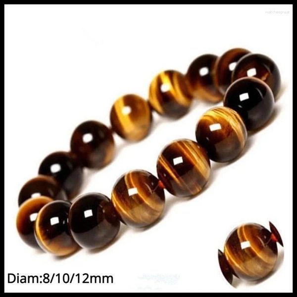 Perles d'oeil Tiger Strand Agate pour hommes bracelet élastique 8/10 / 12 mm accessoires de bijoux en vrac