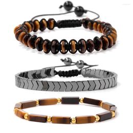 Strand Tiger Eye Stone Bracelet Bracelet Set Natural Plats Perles enveloppantes Perte de poids Bijoux Yoga