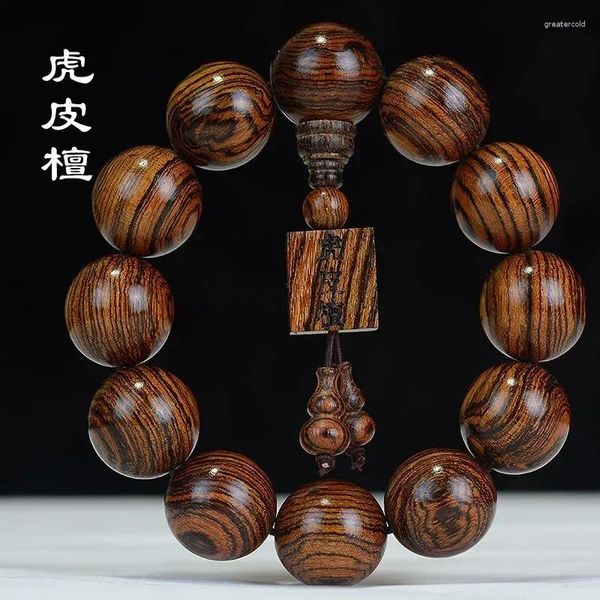 Strand Tiger Piel de sándalo de sándalo Pulsera de cuerda a mano Artefacto de madera literaria adornos de madera de madera de estilo chino Buda Buda