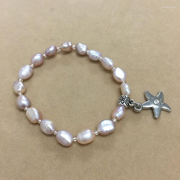 Strand Top Fashion Bracelet de perles en BRACELET D'EAU DOUCE NATURE - Forme BAROQUE avec cintre étoile de mer