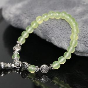 Strang Top-Qualität 6 mm runde Perlen hochwertige natürliche grüne Chalcedon-Jade-Stein-Armband DIY Schmuck 7,5 Zoll B1999