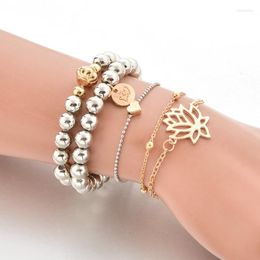 Strand TOUCHEART 5 stks/set Mode Opengewerkte Lotus BraceletsBangles Voor Vrouwen Handgemaakte Armband Charm Sieraden Maken SBR190155