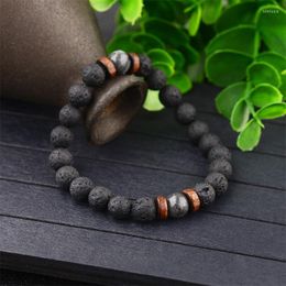 STRAND Trend Heren Bracelet Lava Stone Labradorite Moonstone kralen Chakra Yoga Wood Bead For Men Sieraden Bileklik