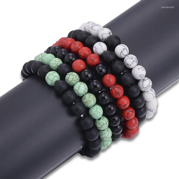 Strand Trendy 8mm Pierre Yoga Perles Bracelets Bracelets Blanc Noir Yin Yang Bracelet Pour Hommes Femmes Bijoux Pulseras En Gros