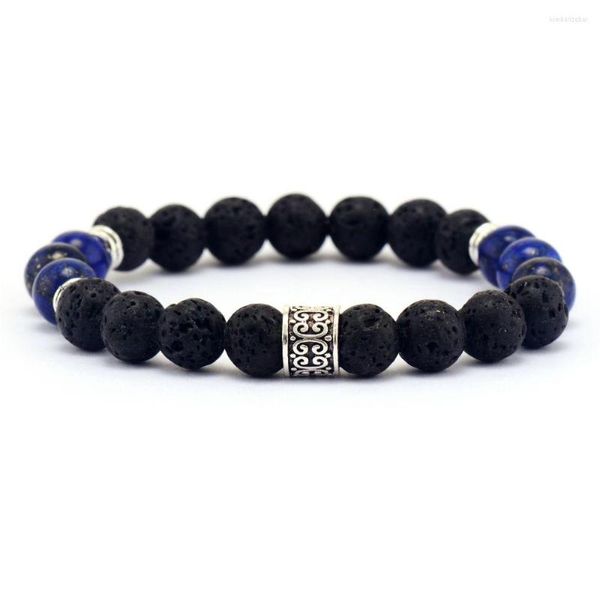 Strand Pulsera de moda para hombres Piedra de lava Mala Bead Brazalete elástico Lujo Bisutería espiritual con estilo Joyería de los hombres Dropship Proveedores