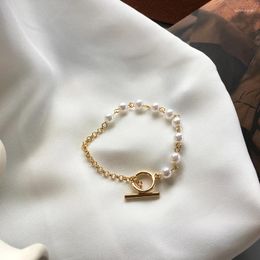 Strand Trendy Jewelry Simulited Pearl Pulsel Temperamento Corea Dulce Cadena de repleto Gold For Girl Student Party Gifts