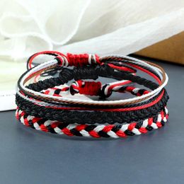 Strand Conjuntos de cuerdas de moda Pulsera hecha a mano Bohemia Hilo tejido Cera Brazaletes trenzados impermeables Ajustables para mujeres Hombres Regalos de amistad