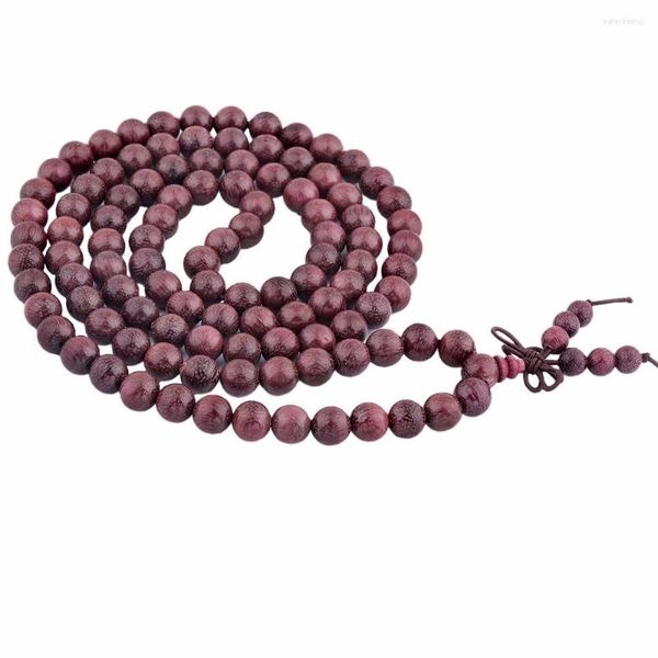 Strand TUMBEELLUWA Violet Bois 108 Perles 8mm Bouddhiste Tibétain Prière Perle Mala Bracelet Collier