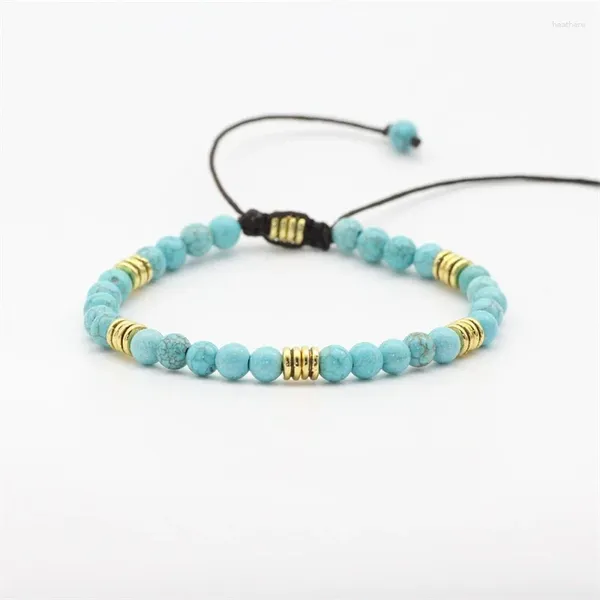 Bracelet en cuir perlé Turquoise pour Homme, style bohème, corde tressée à la main, chaîne, bijoux pour hommes et femmes