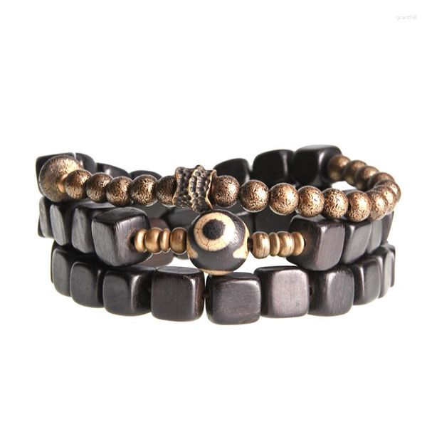 Bracelet en cuivre ébène pour hommes et femmes, ensemble de deux brins, breloque martelée oxydée, bijoux en métal mélangé délicat, accessoire de poignet individuel pour hommes et femmes