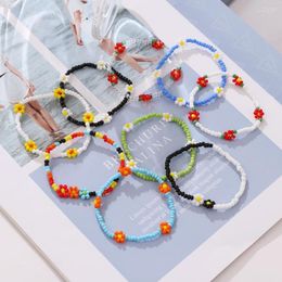 Strand Umka Boheemse handgemaakte kleur Daisy Bracelet Anklet Set voor vrouwen Flower Rice kralen Charm Beach Party Cadeau 2023