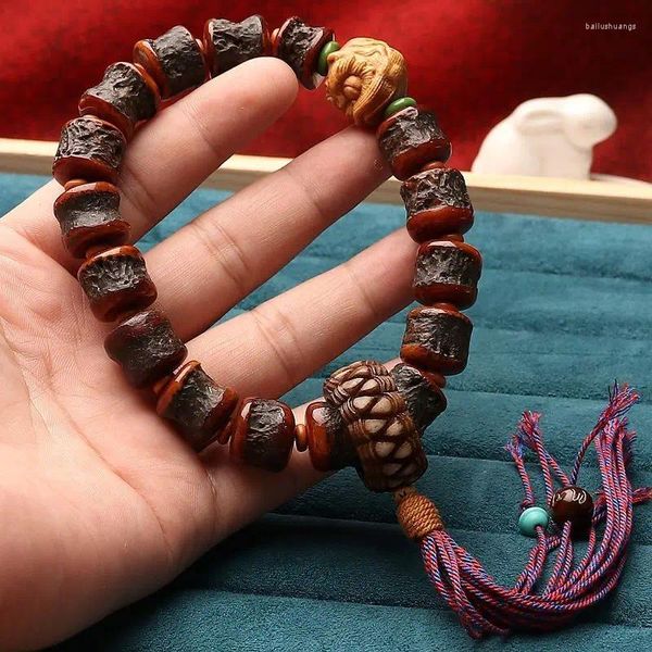 Strand UMQ-pulsera de hueso de Yak, diseño Original, estilo Retro tibetano, Gabala, artesanías de un solo círculo, cuentas de oración de mano