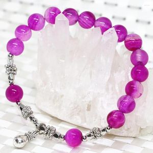 Strand Unique Design Haute Qualité Rose Rouge Agat Cornaline Onyx Pierre 8mm Perles Rondes De Mode Femmes Bracelet Élégant Bijoux 7.5 pouces B2082