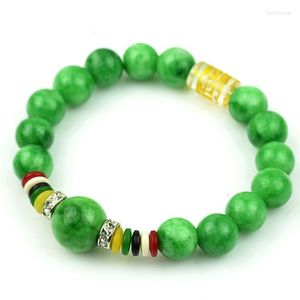 STRAND UNECUNTE Women Lucky Nature Green Stone Bracelet 10mm kralen Bangle Bangles Rhinestone Charms Boeddha