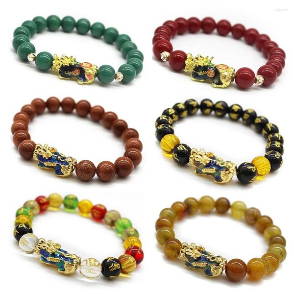 Strand unisex arena elástica ajustable delicada consultorio moderno perlas de piedra brazalina feng shui buena suerte pi xiu atraer riqueza