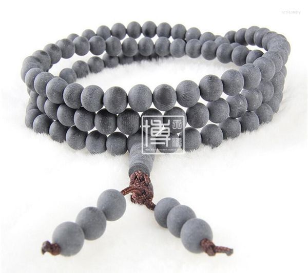 Strand Unisex Oración Cuentas de madera Budista tibetano Mala Buda Pulsera Rosario Brazalete