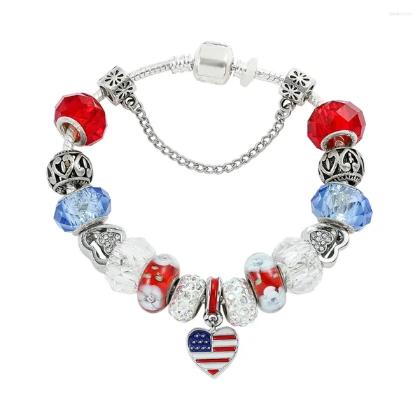 Strand USA LOVE COEUR BRACK BRACK BRACKET FASHIR CRISALS Perles Bangle Pendant American Pending For Women Accessoires Hands Cadeaux