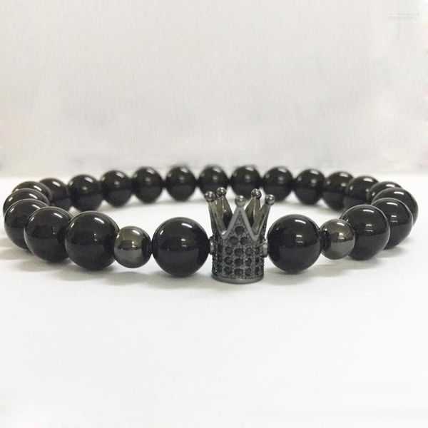 Strand Vendimia Mode Bouddhiste Bouddha Noir Couronne Charme Perles De Lave Bracelets Bijoux Prière Fait À La Main Bracelet En Pierre Naturelle