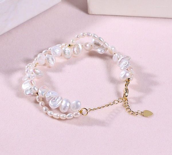 Version brin de petit Bracelet en argent perles de Millet naturelles impeccables charme de mode baroque pour les bijoux des femmes mariage Pa