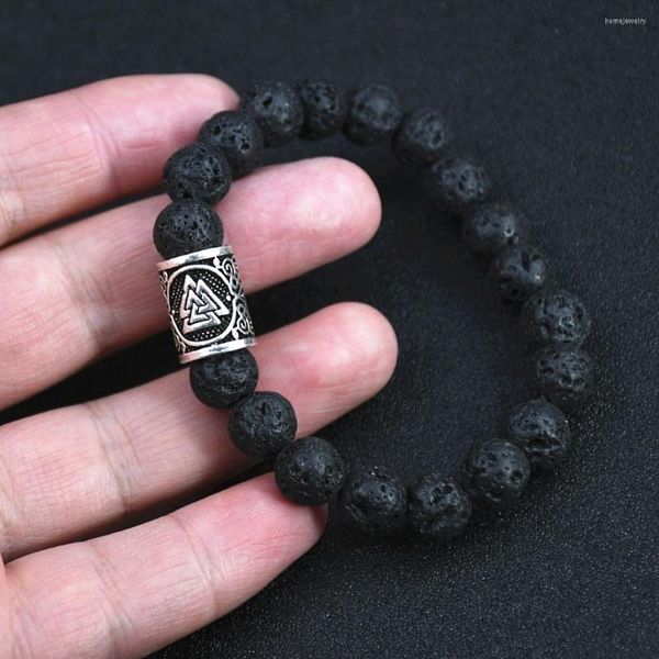 Strand Viking Rune Bracelet Pour Hommes Femmes Bijoux Pierre De Lave Runes Perles Vikings Bracelets Bracelets