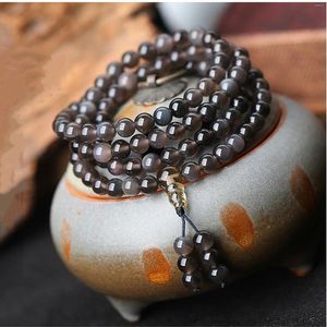 Strand Vintage 108 Perles Bracelet de perles d'obsidienne glaciaire naturelle Méditation de graines de 8 mm pour hommes bijoux