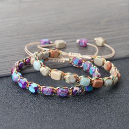 Strand vintage 7 5.5 imperador pedra pulseira boêmio multicolorido retangular pedras pulseira pulseiras corrente cura pulsera jóias presente