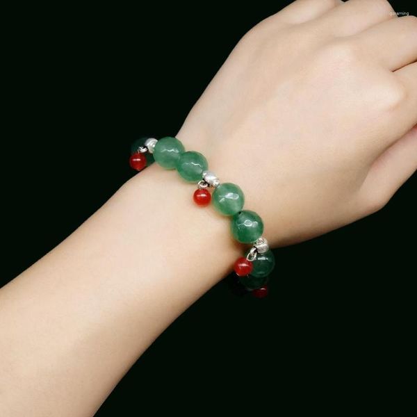 Strand Vintage Classic Piedra natural Joyería hecha a mano Simplemente verde Jades Beaded Charms Chain Bracelets