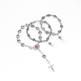 Strand Vintage évider métal perles croix chapelet Bracelet avec boîte religieux prier bijoux pour hommes femmes