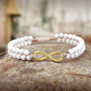 Strand Vintage Pierre Naturelle Perle Bracelets Or Couleur Argent Coeur Infinity Tressé Bracelet Amitié Bijoux Pour Femmes Hommes2407