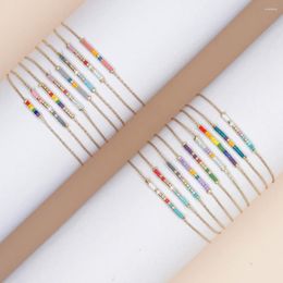 Strand Vlen Boho Morse Code Bracelet Miyuki Glass Beads Colorida Pulseras de joyas apilables Ajustables Pulseras Mujer regalo