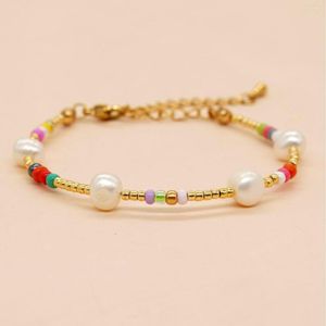 Strand Vlen Booh – Bracelet de perles d'eau douce naturelles pour femmes, couleur or, perles de rocaille Miyuki, délicates, cadeau