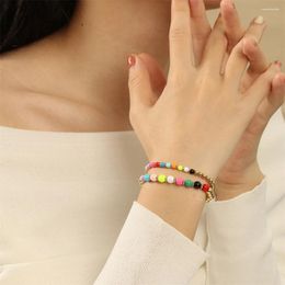 Strand Vlen Bracelet de perles colorées pour femmes plaqué or 18 carats Bracelets empilables de haute qualité bijoux de luxe minimalistes Pulseras Mujer