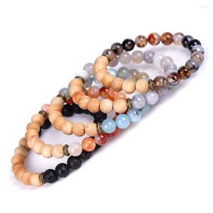 Strand vulkanische steen houten kralen armband voor mannen helende balans chakra charm lava armbanden oliediffuser bangle vrouwen