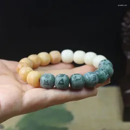 Piel de vaporista de meteorización de hilos Bodhi Bodhi Beads grabado seis palabras Arrestas de brazalete