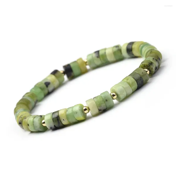 Pulsera elástica con forma de rueda de crisoprasa, Aventurina roja, turquesa africana, Jade amarillo, cuentas de piedra Natural