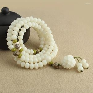 Strand Witte Jade Bodhi Roots 108 Kind Boeddha Kralen Armband Dames Veelzijdige Ketting Lang Eenvoudig Briefpapier Accessoires