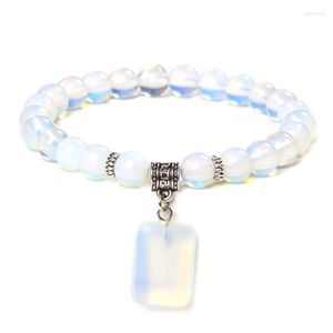 Bracelets semi-précieux en opale blanche, perles rondes de 8mm, extensibles, unisexe, bijoux pour femmes et hommes, vente en gros