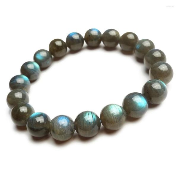 Strand Wholesale 11mm Véritable Naturel Labradorite Gemmes Pierre Cristal Perle Ronde Bracelet Extensible