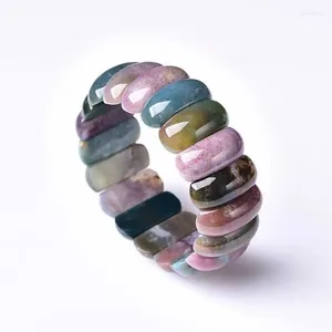 Pulsera de piedra Natural con fila de mano de ágata de Color al por mayor para mujeres y hombres, joyería de moda de regalo