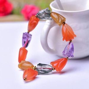 Strand Couleur en gros bracelets en cristal naturel Magnolia Flower Beads Hand String Lucky Beauty for Women Girl Gift Jewelry