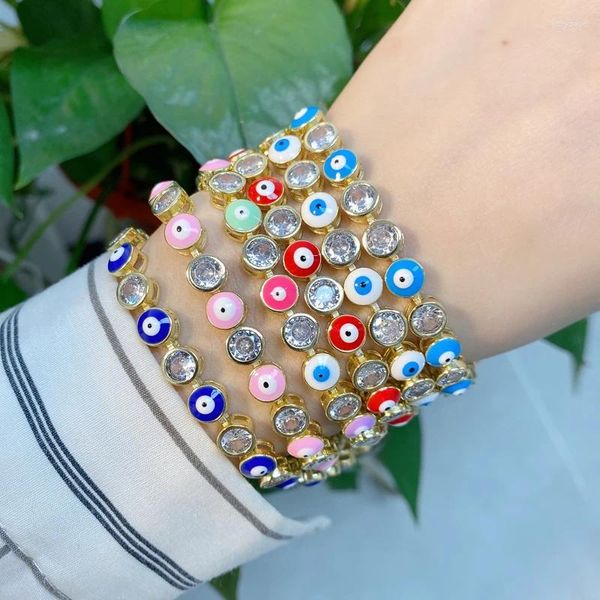 Strand gros démon oeil turc yeux colorés émail bijoux charme amulette bracelet